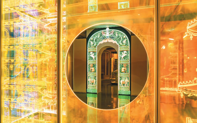 展廳里用光影呈現(xiàn)大報(bào)恩寺塔美景。