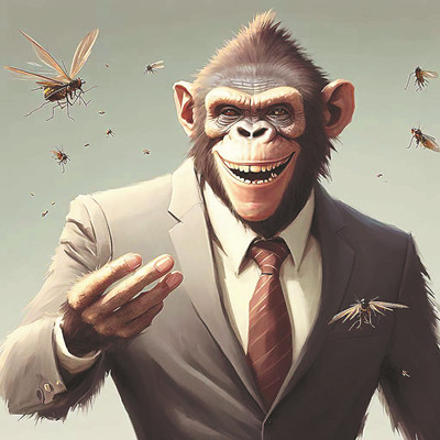 猿人、蟲子的現(xiàn)代性關(guān)聯(lián)。圖為作者用AI繪圖工具繪制