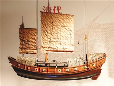 清代漕船模型。 中國京杭大運河博物館供圖