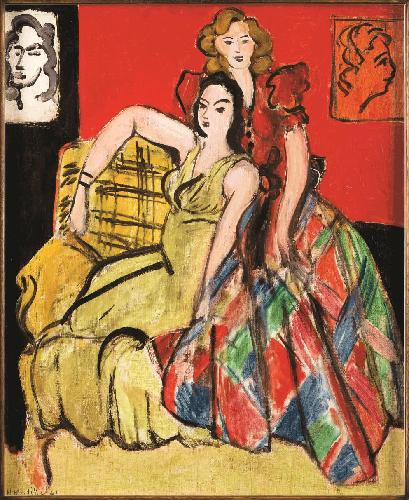 馬蒂斯《兩位女孩,黃色裙與蘇格蘭格紋裙》