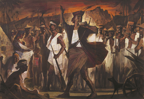 《白沙起義——黎族領(lǐng)袖王國興》(油畫)符祥康 黃亞虹 陳 華 作