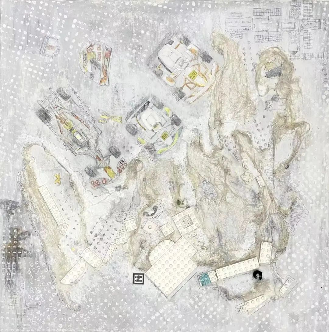 《我的世界》  作者：張容有 尺寸：50x50cm 材料：丙烯、色粉筆、綜合材料 創(chuàng)作年齡：9歲    最具藝術(shù)獎(jiǎng)