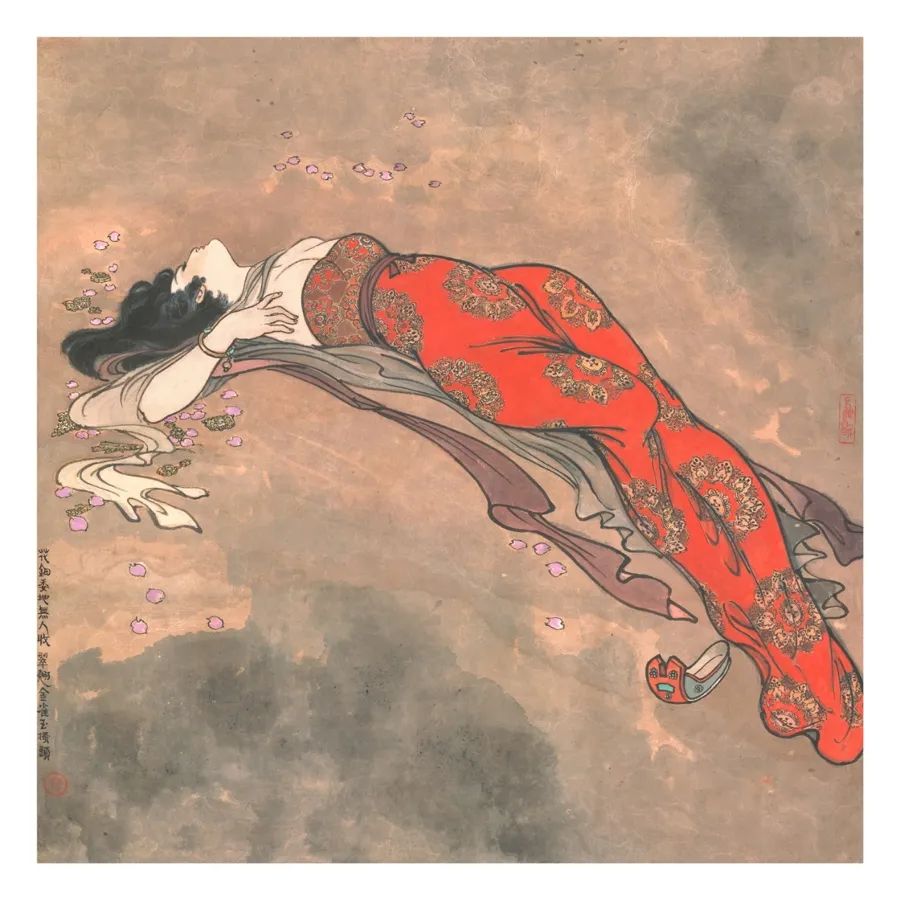 戴敦邦作品 《長恨歌》花鈿委地?zé)o人收，翠翹金雀玉搔頭。受訪者提供