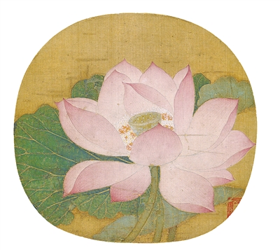 中國畫《出水芙蓉圖》，作者為南宋吳炳（傳）。  故宮博物院藏