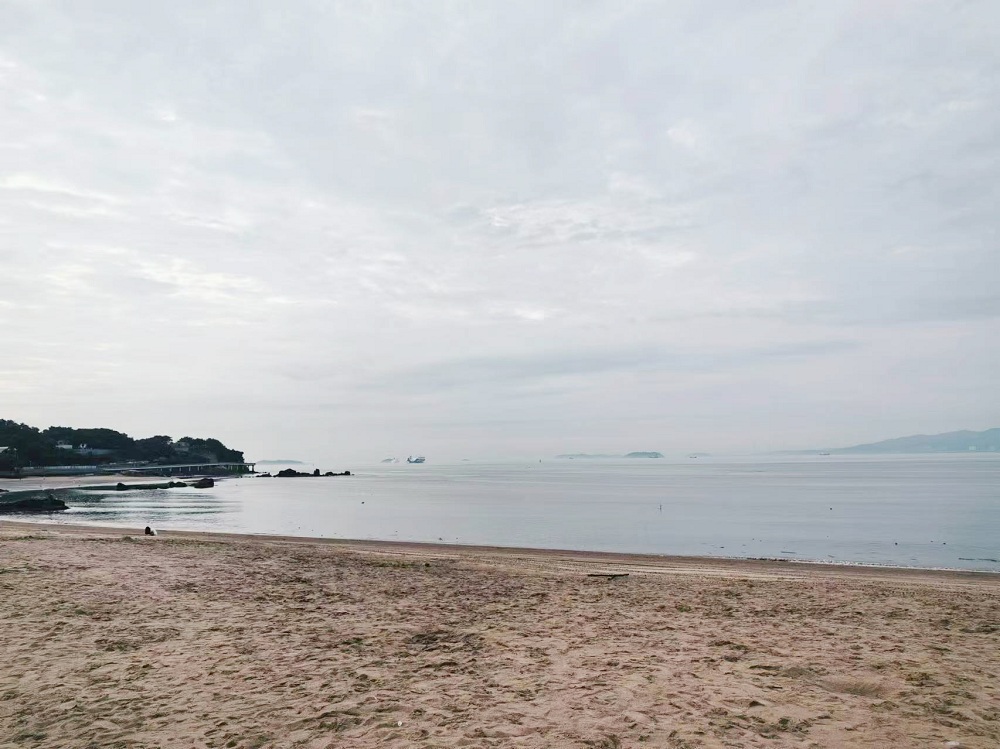 子塵喜歡在海邊走一走，這片海灘離他家很近，十分鐘左右就能