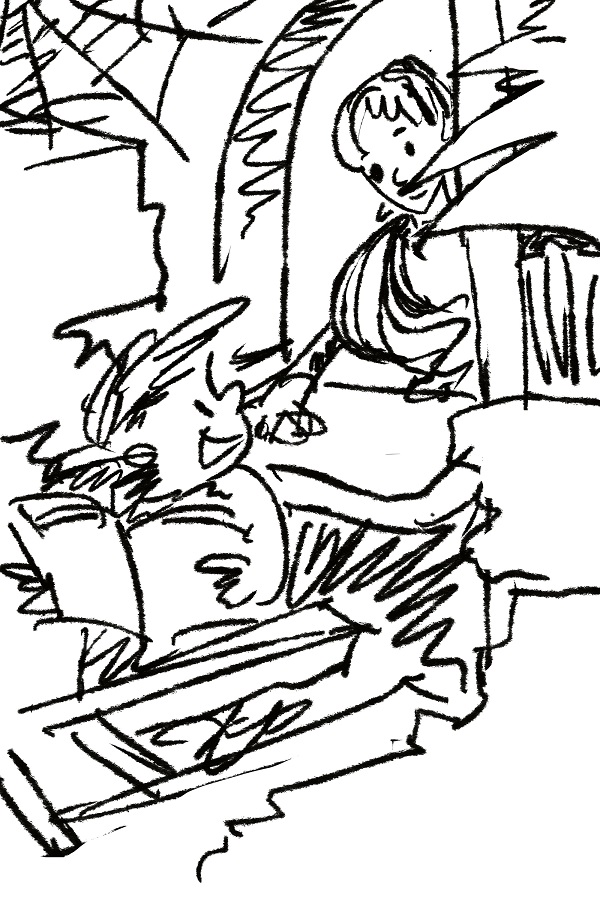 插圖:黑夢(mèng)與七姐在閣樓里讀書(shū)