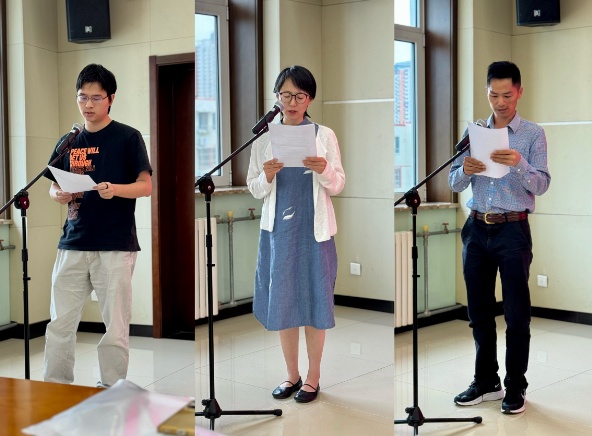 何健、趙立靜、李永超（從左至右）三位學員代表發(fā)言
