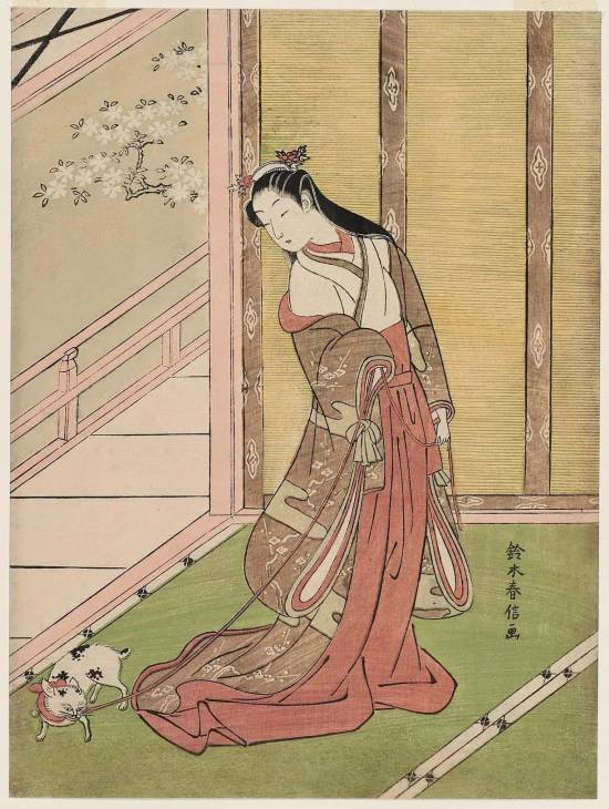 鈴木春信「女三宮と貓」，1767–68  ACCESSION NUMBER: 21.4654